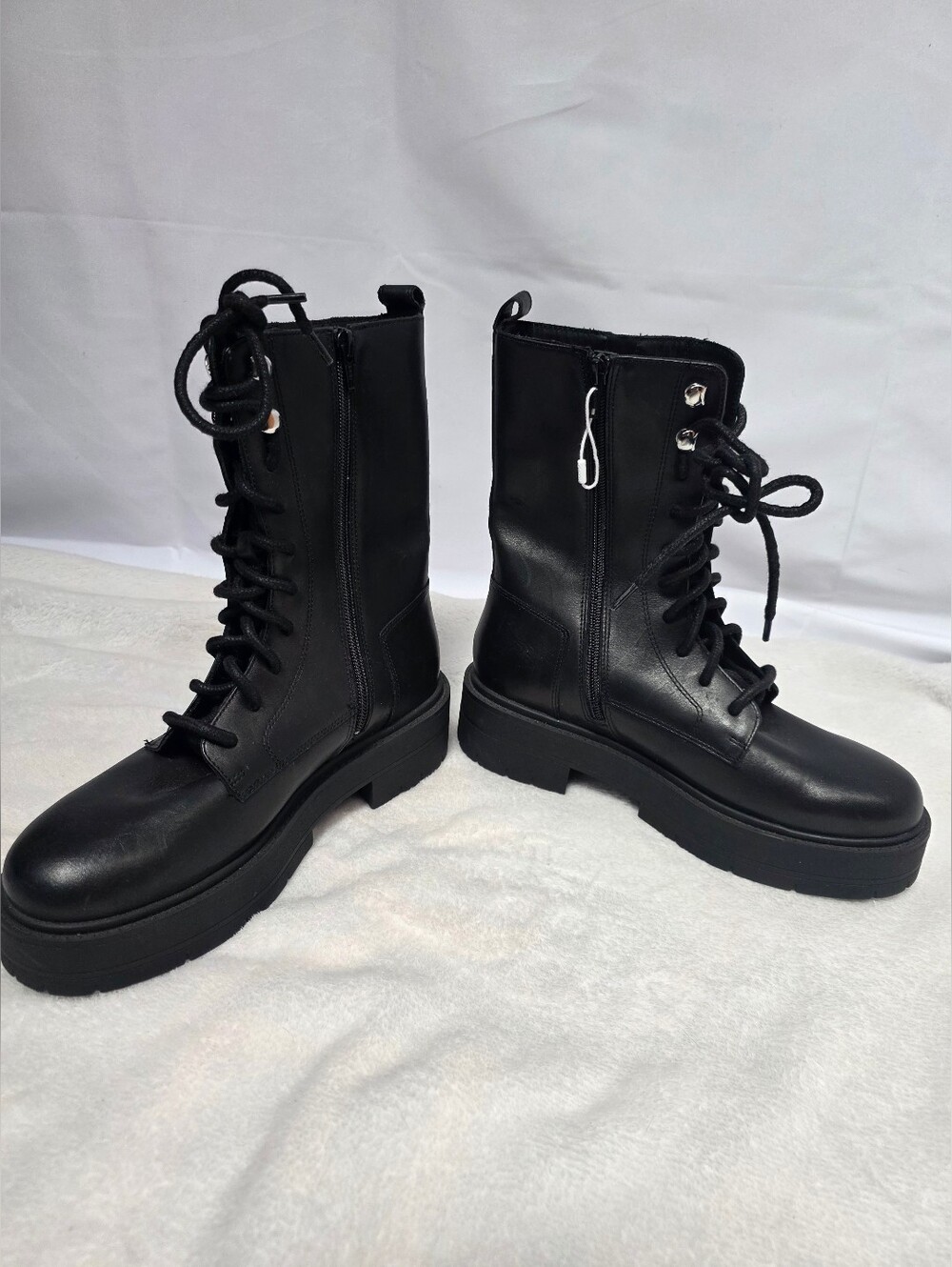 Geox Respira Black Lace-Up Platform Combat Boots Size 8 - Picture 6 of 8